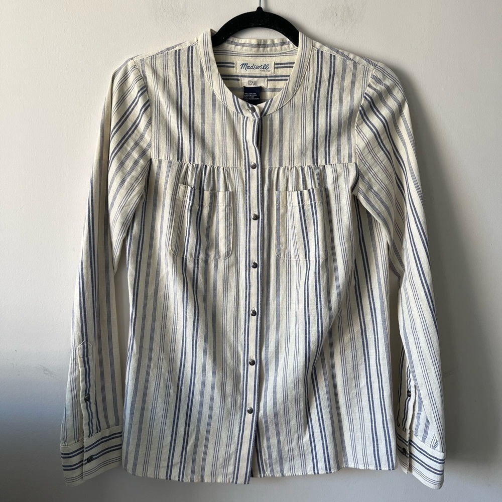 Madewell 100 % Cotton Striped Blouse Button-down Size Xsmall